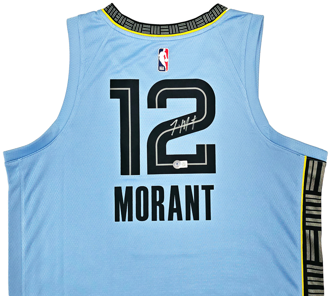 Memphis Grizzlies Ja Morant Autographed Light Blue Jordan Statement Edition Swingman Jersey Size 48 Beckett BAS QR Stock #218578