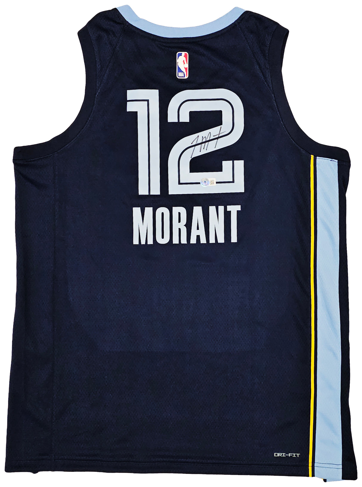 Memphis Grizzlies Ja Morant Autographed Dark Blue Nike Icon Edition Swingman Jersey Size 48 Beckett BAS QR Stock #218580