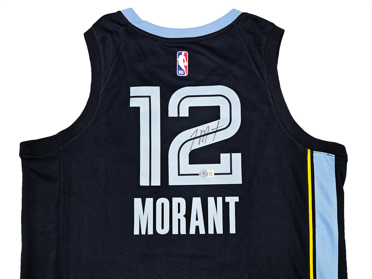 Memphis Grizzlies Ja Morant Autographed Dark Blue Nike Icon Edition Swingman Jersey Size 48 Beckett BAS QR Stock #218580