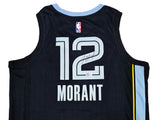 Memphis Grizzlies Ja Morant Autographed Dark Blue Nike Icon Edition Swingman Jersey Size 48 Beckett BAS QR Stock #218580