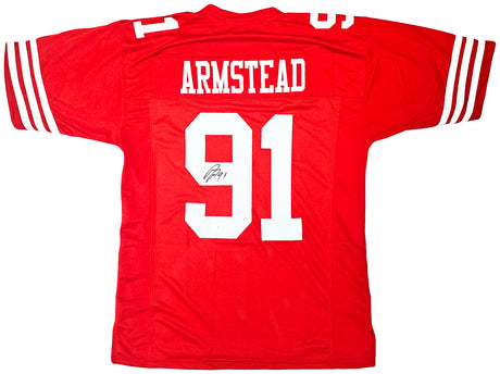 San Francisco 49ers Arik Armstead Autographed Red Jersey Beckett BAS Witness Stock #218744
