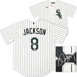 Chicago White Sox Bo Jackson Autographed White Pinstripe Nike Jersey Size L Beckett BAS Witness Stock #218040