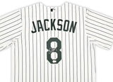 Chicago White Sox Bo Jackson Autographed White Pinstripe Nike Jersey Size L Beckett BAS Witness Stock #218040