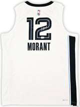 Memphis Grizzlies Ja Morant Autographed White Nike Association Edition Swingman Jersey Size 52 Beckett BAS QR Stock #218581