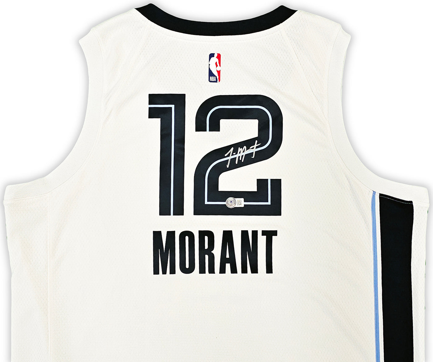 Memphis Grizzlies Ja Morant Autographed White Nike Association Edition Swingman Jersey Size 52 Beckett BAS QR Stock #218581