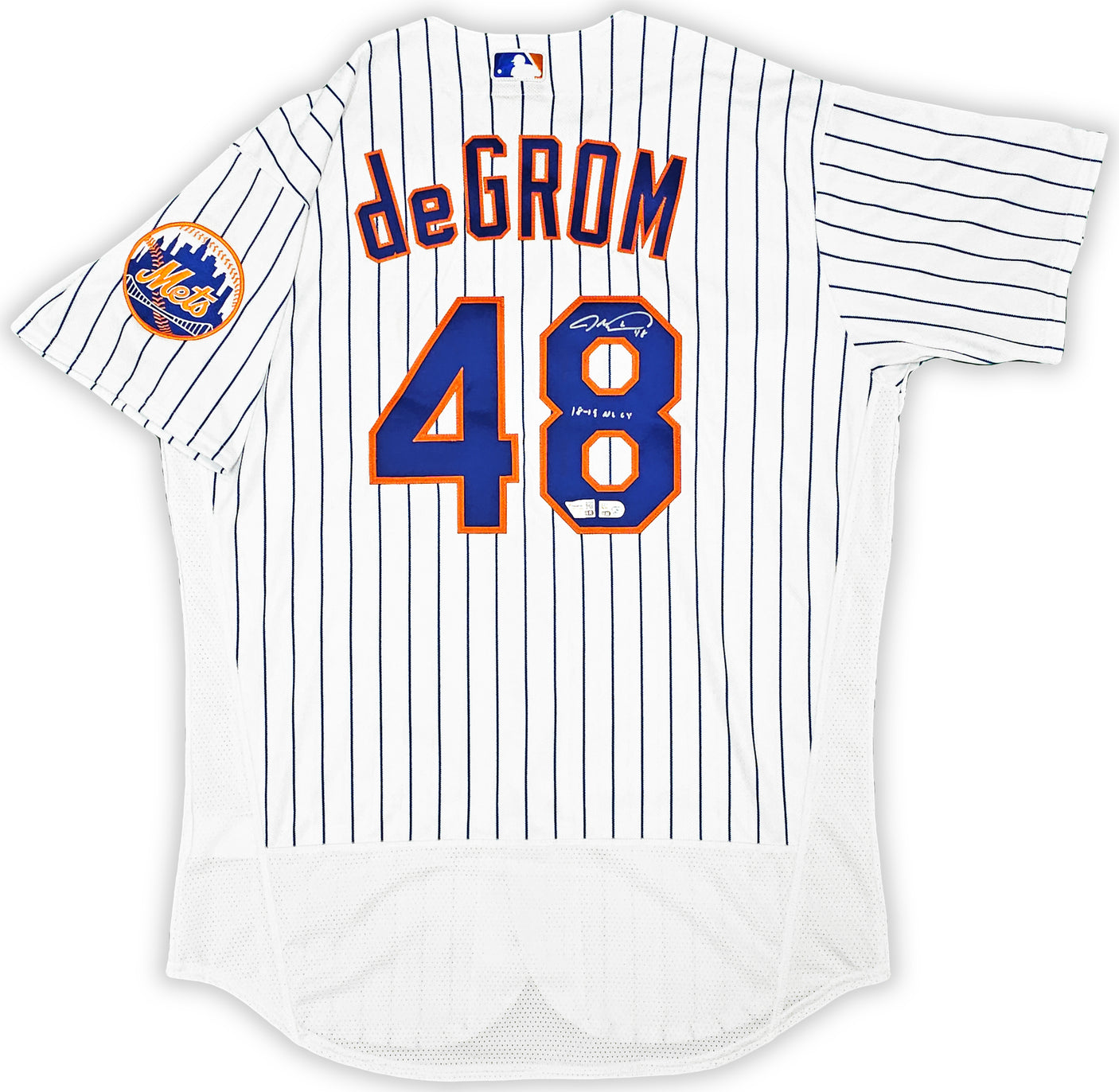 New York Mets Jacob deGrom Autographed White Nike Authentic Jersey Size 44 "18-19 NL CY" Fanatics Holo Stock #218734