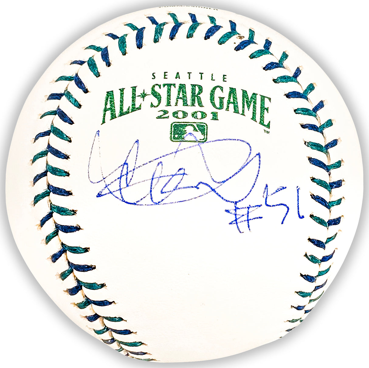 Ichiro Suzuki Autographed Official 2001 All Star Game Logo Game Baseball Seattle Mariners "#51" IS Holo Stock #220214