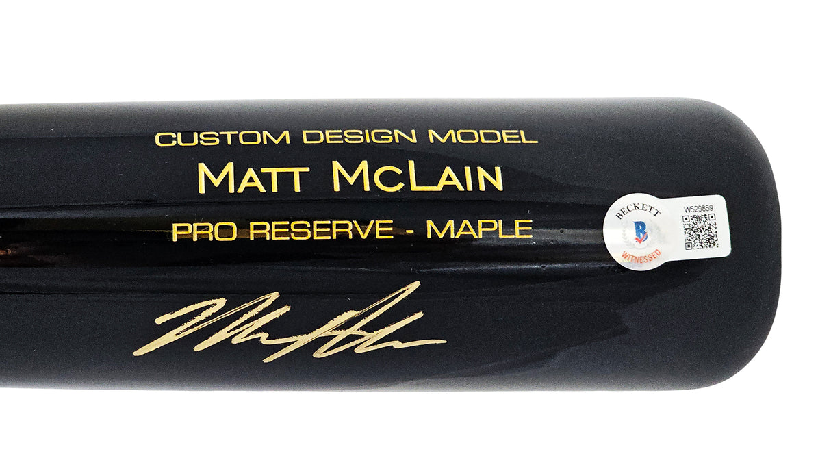 Matt McLain Autographed Black Victus Player Model Bat Cincinnati Reds Beckett BAS Witness Stock #220223