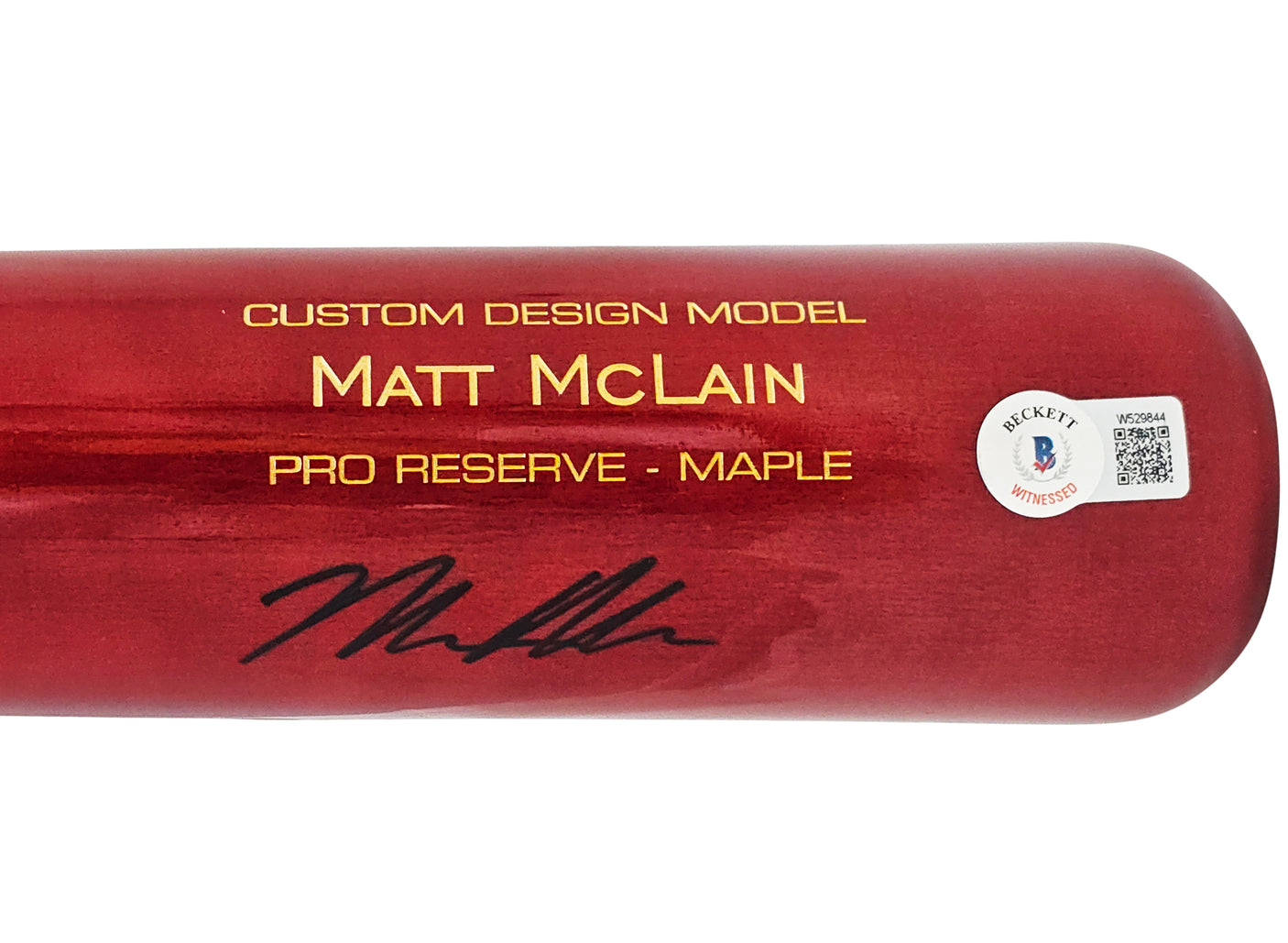 Matt McLain Autographed Red Victus Player Model Bat Cincinnati Reds Beckett BAS Witness Stock #220224