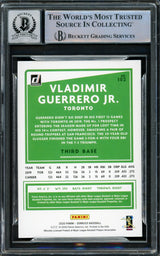 Vladimir Guerrero Jr. Autographed 2020 Donruss Card #102 Toronto Blue Jays Auto Grade Gem Mint 10 Hitting Beckett BAS #15859530