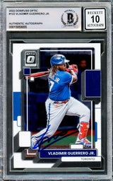 Vladimir Guerrero Jr. Autographed 2022 Donruss Optic Card #122 Toronto Blue Jays Auto Grade Gem Mint 10 Beckett BAS #15859855