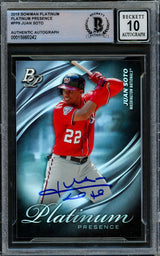 Juan Soto Autographed 2019 Bowman Platinum Presence Card #PP-9 New York Yankees Auto Grade Gem Mint 10 Beckett BAS #15860242