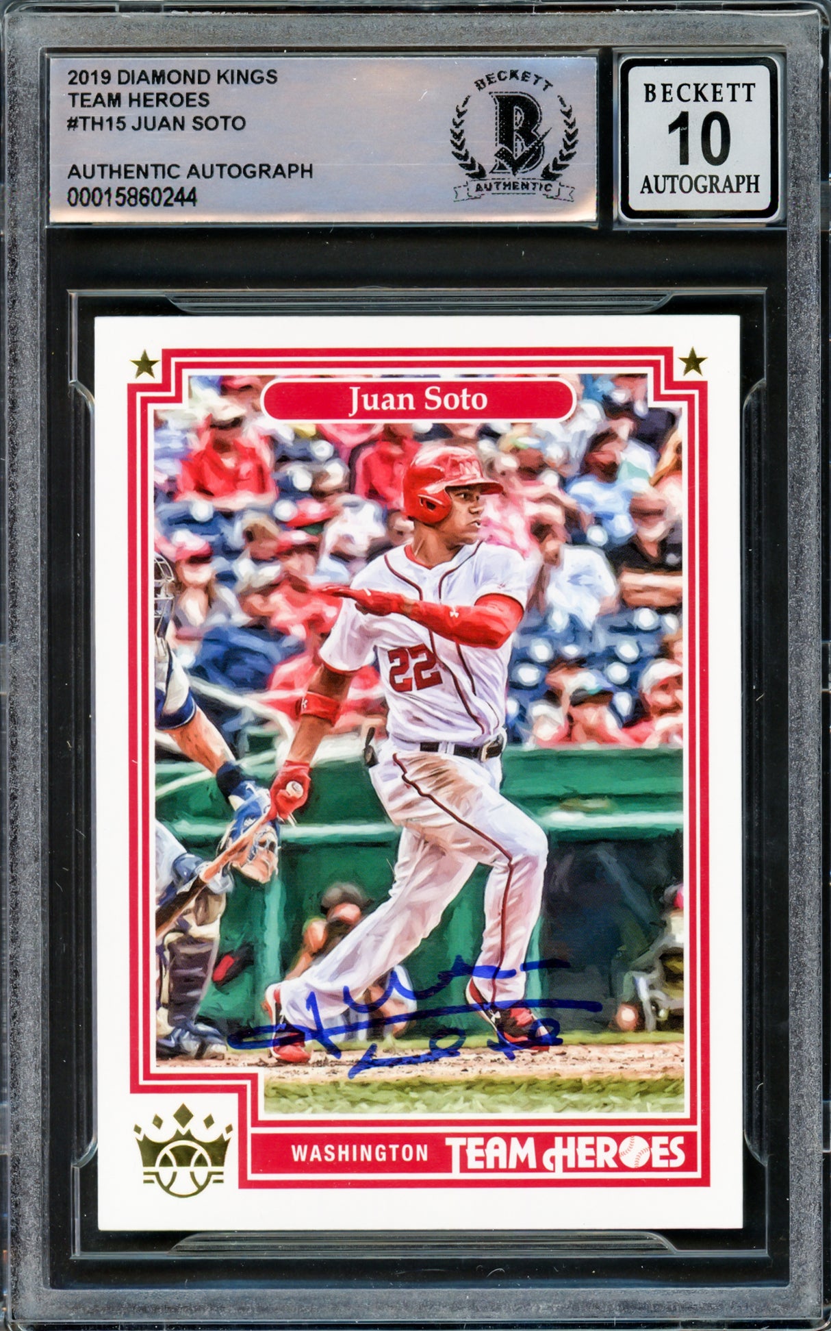 Juan Soto Autographed 2019 Donruss Diamond Kings Team Heroes Card #TH-15 New York Yankees Auto Grade Gem Mint 10 Beckett BAS #15860244