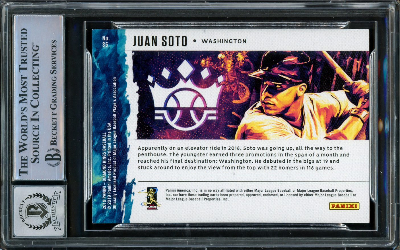 Juan Soto Autographed 2019 Donruss Diamond Kings Squires Card #S5 New York Yankees Auto Grade Gem Mint 10 Beckett BAS #15860245