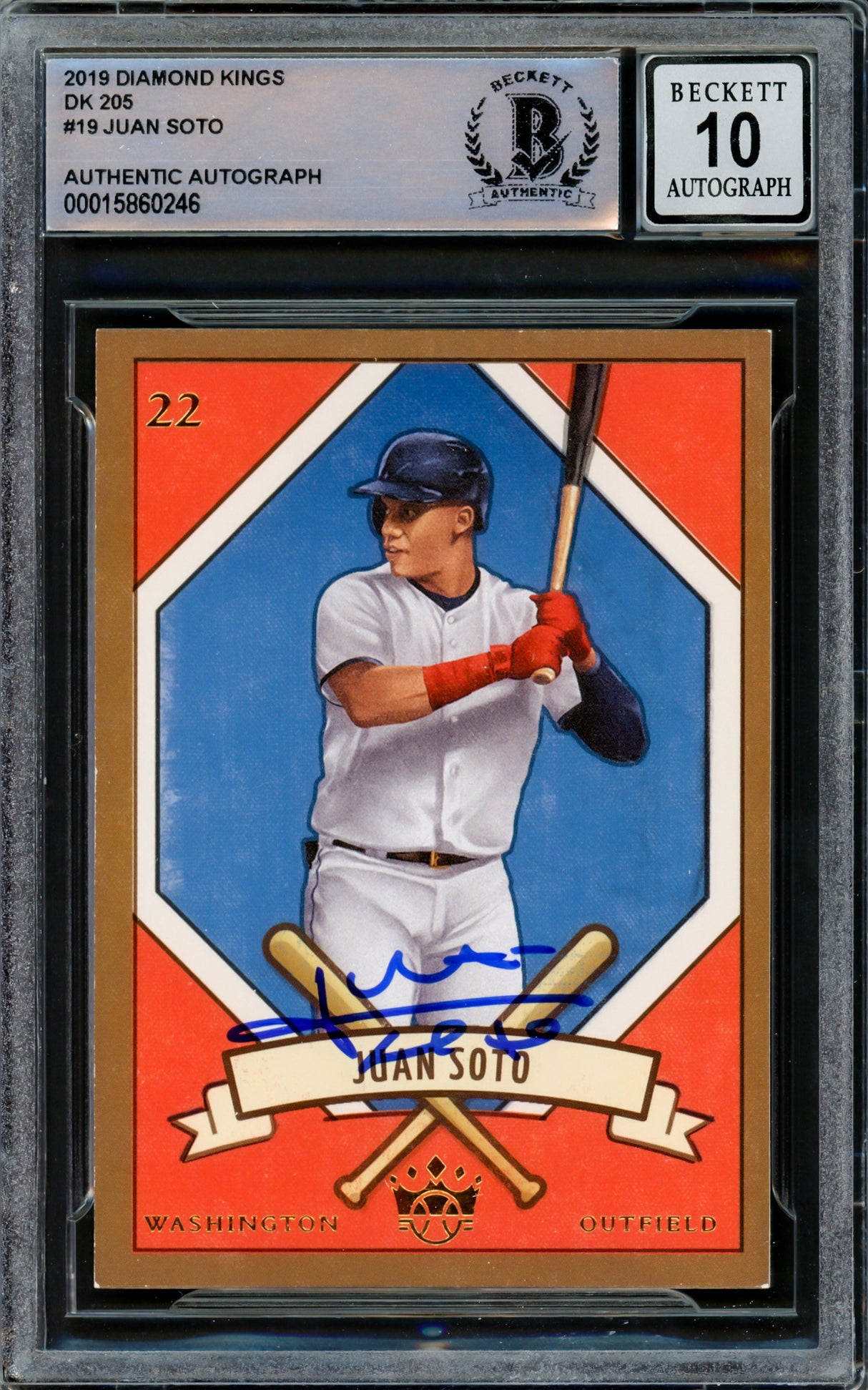 Juan Soto Autographed 2019 Donruss Diamond Kings Card #205-19 New York Yankees Auto Grade Gem Mint 10 Beckett BAS #15860246