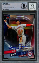 Juan Soto Autographed 2019 Topps Finest Card #67 New York Yankees Auto Grade Gem Mint 10 Beckett BAS #15860303