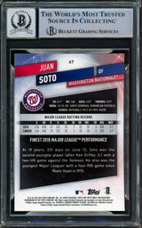 Juan Soto Autographed 2019 Topps Finest Card #67 New York Yankees Auto Grade Gem Mint 10 Beckett BAS #15860303