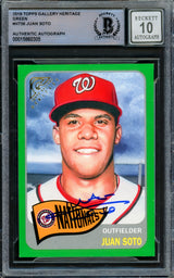 Juan Soto Autographed 2019 Topps Gallery Heritage Green Card #HT-36 New York Mets Auto Grade Gem Mint 10 #165/250 Beckett BAS #15860305