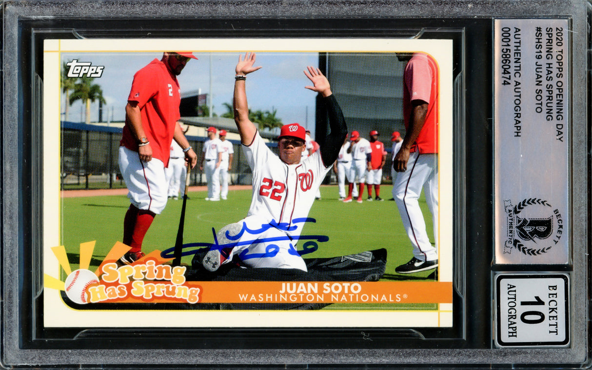 Juan Soto Autographed 2020 Topps Opening Day Spring Has Sprung Card #SHS-19 New York Yankees Auto Grade Gem Mint 10 Beckett BAS #15860474