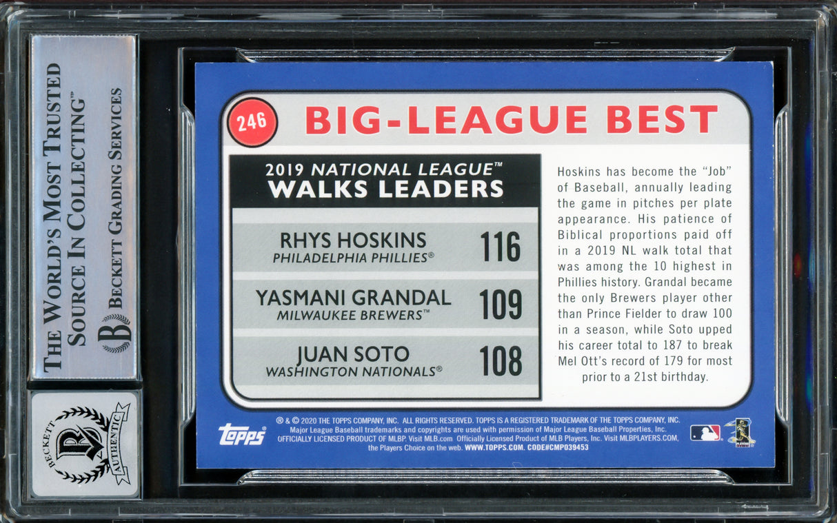 Juan Soto Autographed 2020 Topps Big League Card #246 New York Yankees Auto Grade Gem Mint 10 Beckett BAS #15860479