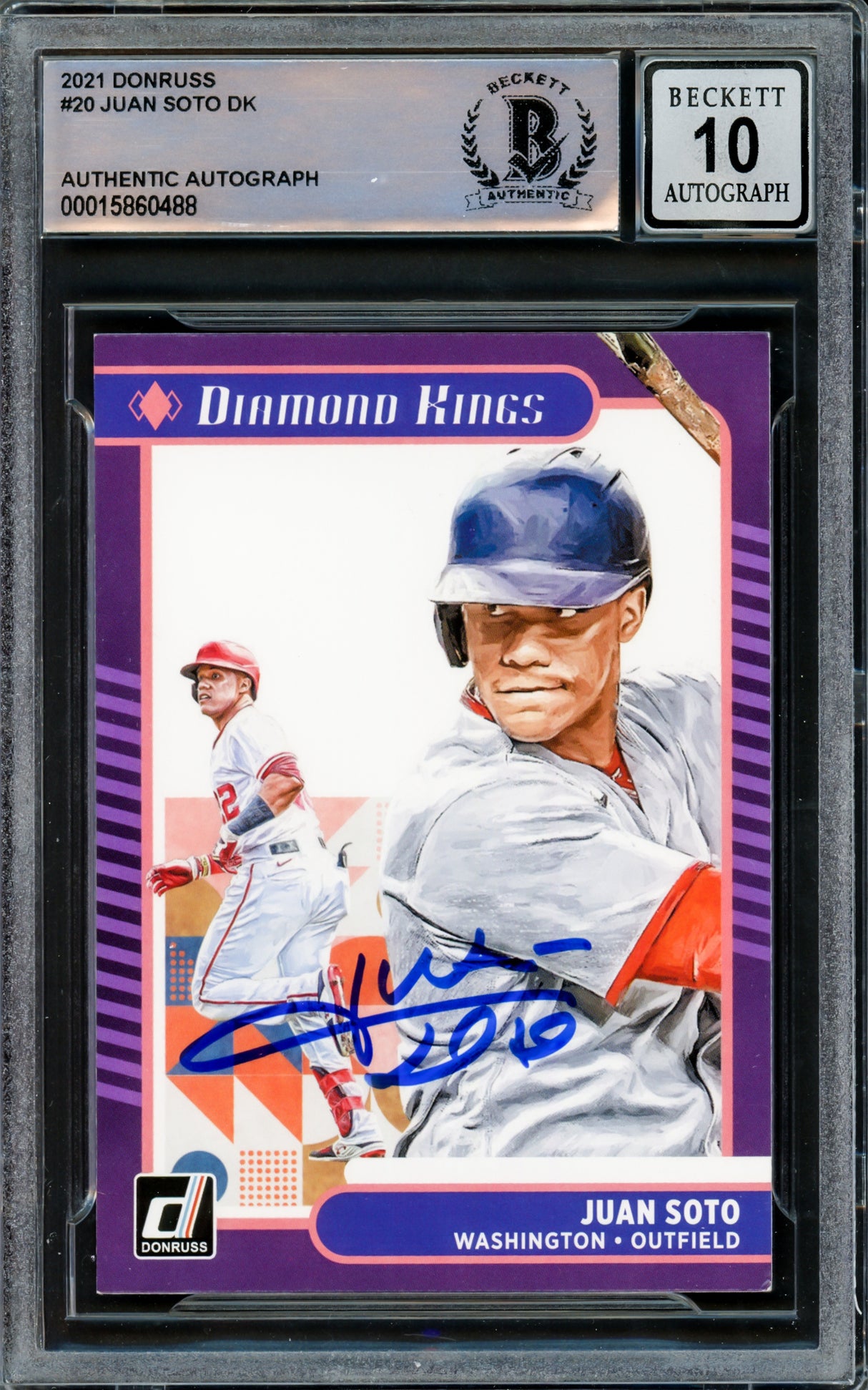 Juan Soto Autographed 2021 Donruss Diamond Kings Card #20 New York Yankees Auto Grade Gem Mint 10 Beckett BAS #15860488