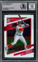 Juan Soto Autographed 2021 Donruss Optic Card #191 New York Yankees Auto Grade Gem Mint 10 Beckett BAS #15860491