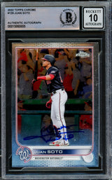 Juan Soto Autographed 2022 Topps Chrome Card #129 New York Yankees Auto Grade Gem Mint 10 Beckett BAS #15860655