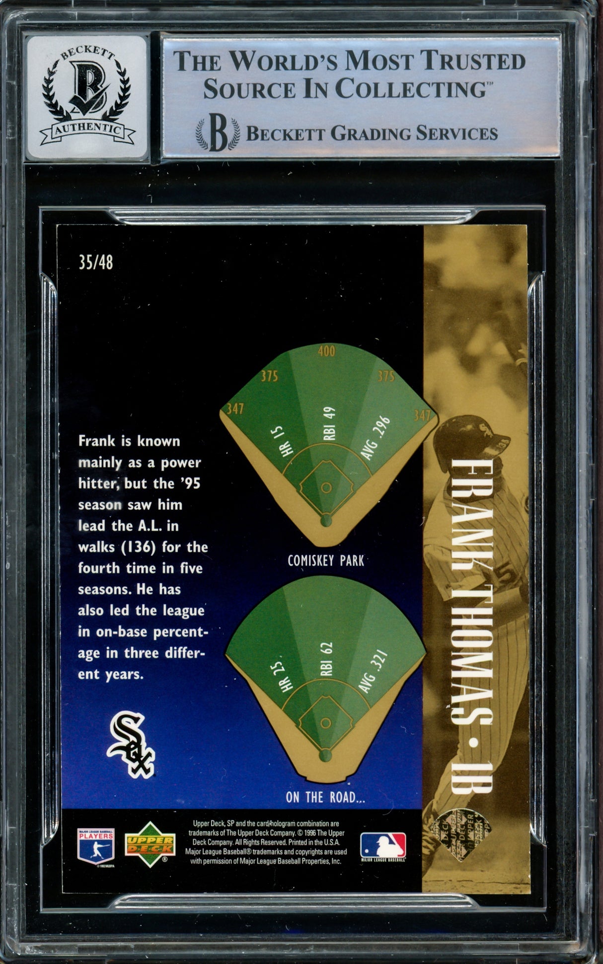 Frank Thomas Autographed 1996 SP Special FX Card #35 Chicago White Sox Auto Grade Gem Mint 10 Beckett BAS #15860966