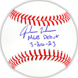 Jordan Walker Autographed Official MLB Baseball St. Louis Cardinals "MLB Debut 3-30-23" Fanatics Holo Stock #218709