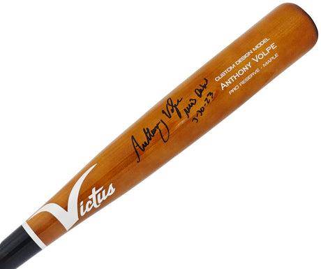 Anthony Volpe Autographed Brown Victus Player Model Bat New York Yankees "MLB Debut 3-30-23" Fanatics Holo Stock #218763