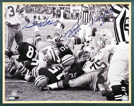 Bart Starr, Jerry Kramer & Forrest Gregg Autographed Framed 16x20 Photo Green Bay Packers #648/1967 Steiner SKU #219085