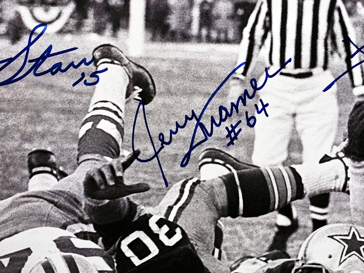 Bart Starr, Jerry Kramer & Forrest Gregg Autographed Framed 16x20 Photo Green Bay Packers #648/1967 Steiner SKU #219085