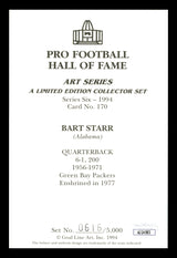 Bart Starr Autographed 1994 Goal Line Art Card Green Bay Packers "HOF 77" JSA #AJ24583