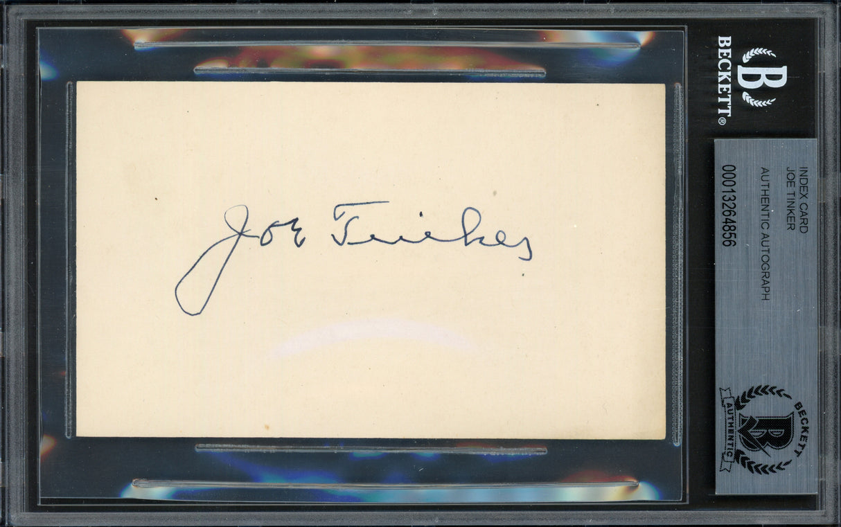 Joe Tinker Autographed 3x5 Index Card Chicago Cubs Auto Grade Mint 9 Beckett BAS #13264856