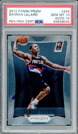 Damian Lillard Autographed 2012-13 Panini Prizm Rookie Card #245 Portland Trail Blazers PSA 10 Auto Grade Gem Mint 10 PSA/DNA #64838046