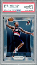 Damian Lillard Autographed 2012-13 Panini Prizm Rookie Card #245 Portland Trail Blazers PSA 10 Auto Grade Gem Mint 10 PSA/DNA #64838060
