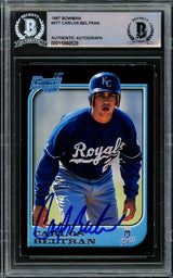 Carlos Beltran Autographed 1997 Bowman Rookie Card #377 Kansas City Royals Beckett BAS #15866528