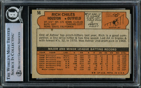 Rich Chiles Autographed 1972 Topps Card #56 Houston Astros Beckett BAS #15866529