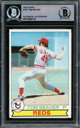 Tom Seaver Autographed 1979 Topps Card #100 Cincinnati Reds Beckett BAS #15866732