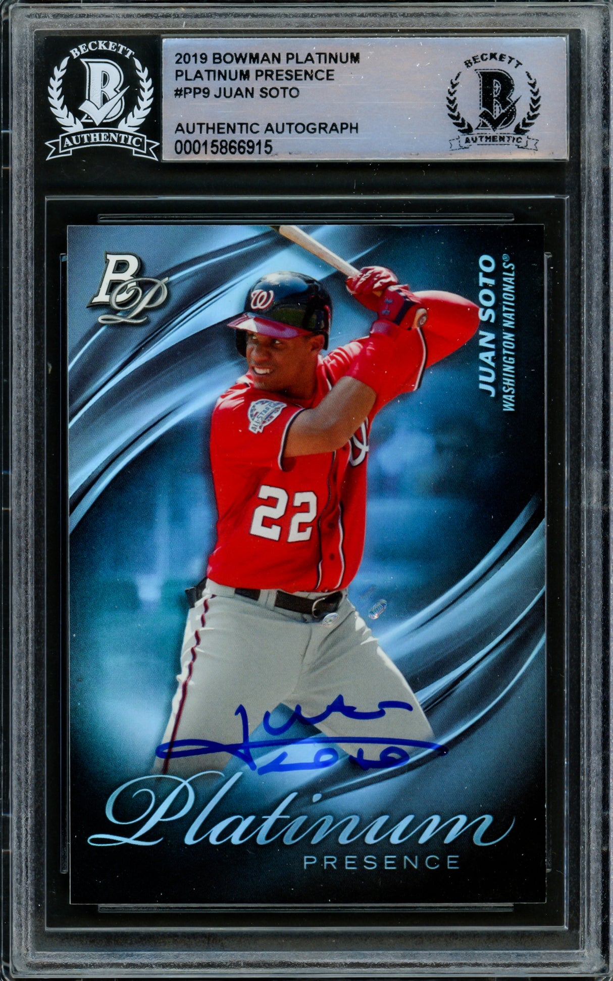 Juan Soto Autographed 2019 Bowman Platinum Presence Card #PP-9 New York Yankees Beckett BAS #15866915