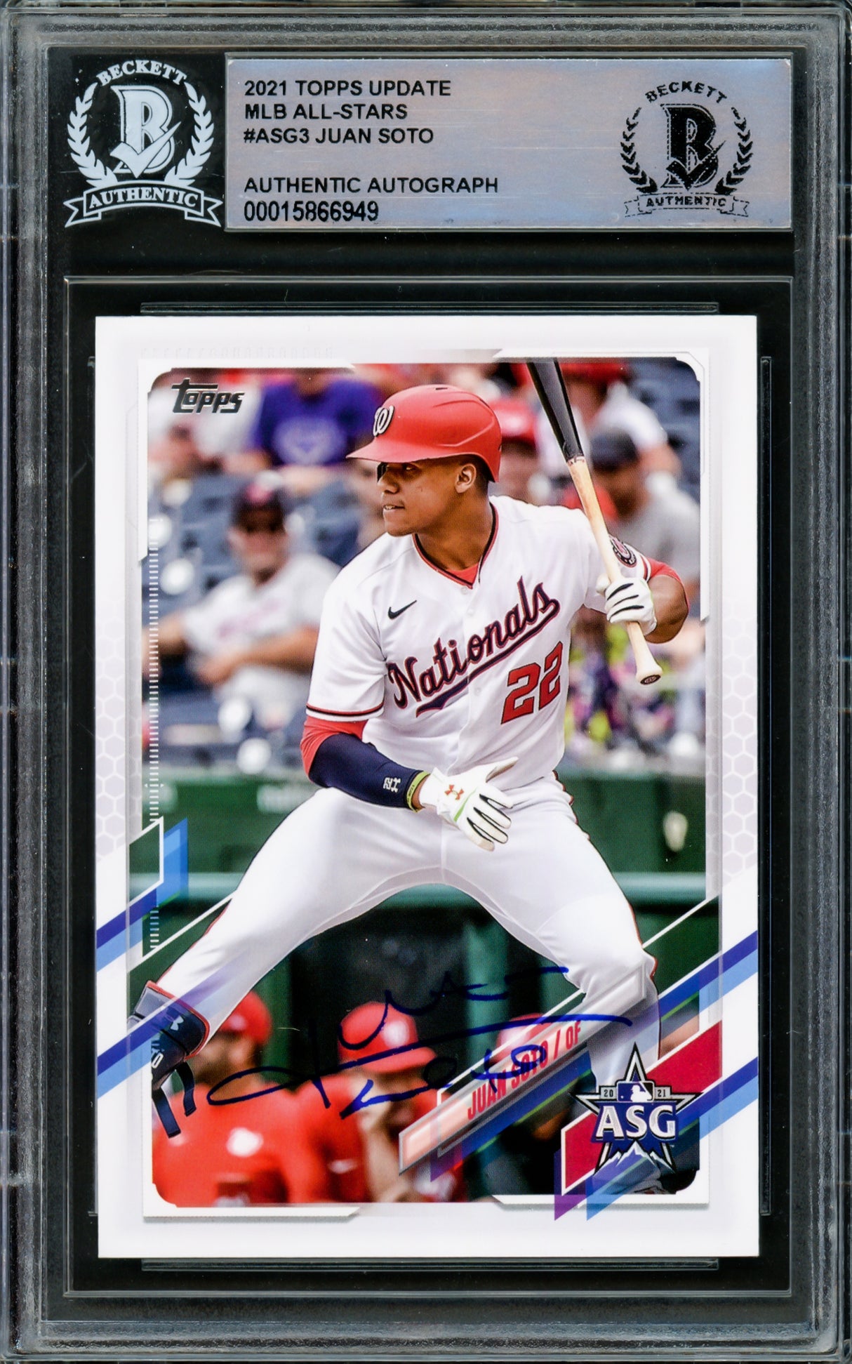 Juan Soto Autographed 2021 Topps Update All Star Game Card #ASG-3 New York Yankees Beckett BAS #15866949