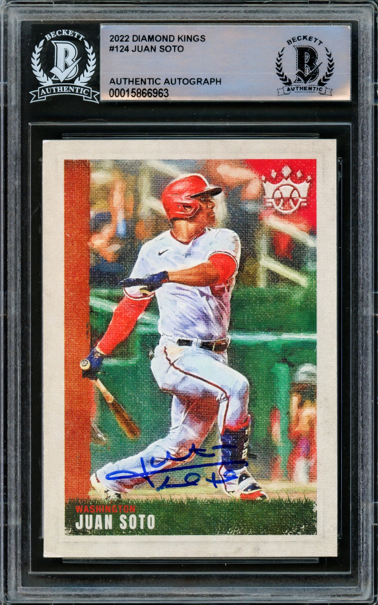 Juan Soto Autographed 2022 Donruss Diamond Kings Card #124 New York Mets Beckett BAS #15866963