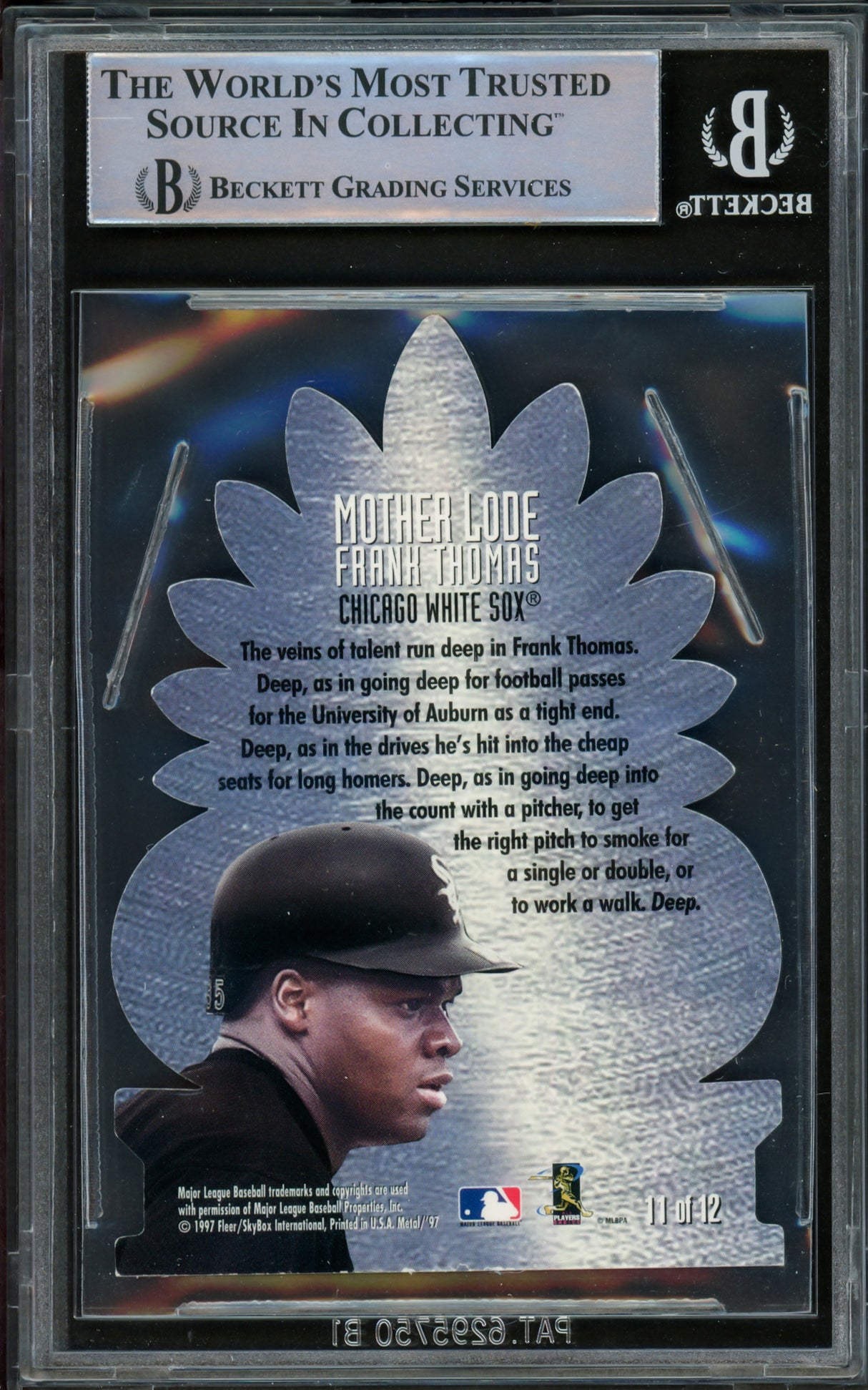 Frank Thomas Autographed 1997 Metal Universe Mother Lode Card #11 Chicago White Sox Beckett BAS #15867002