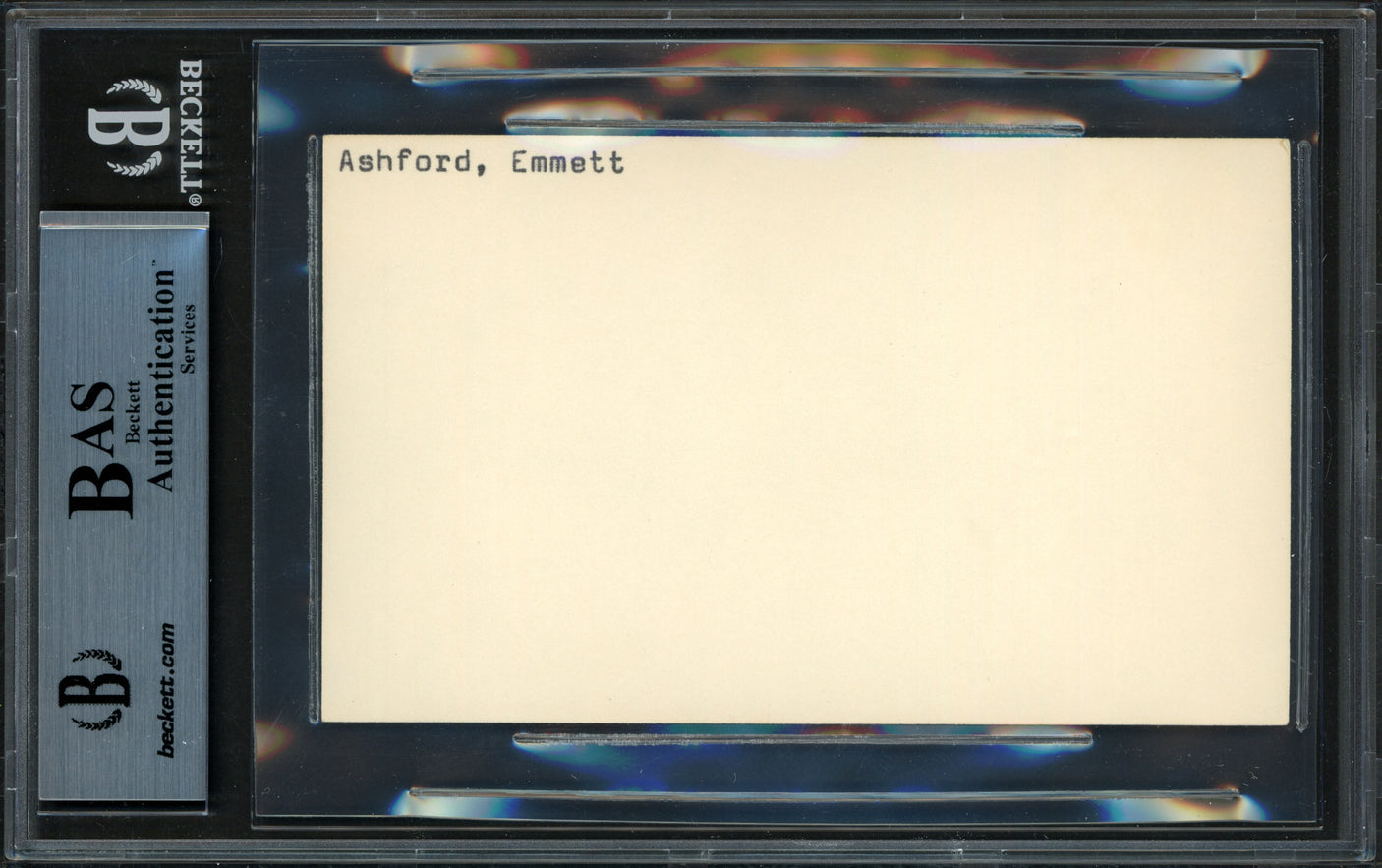 Emmett Ashford Autographed 3x5 Index Card Umpire Beckett BAS #15867656