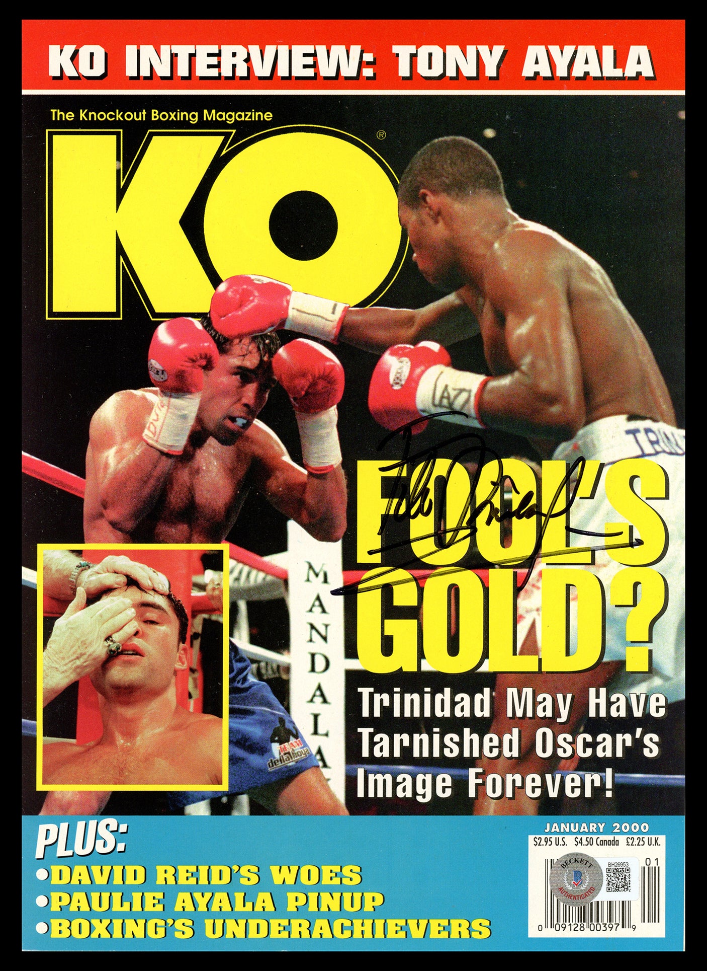 Felix Trinidad Autographed KO Magazine Beckett BAS QR #BH26953