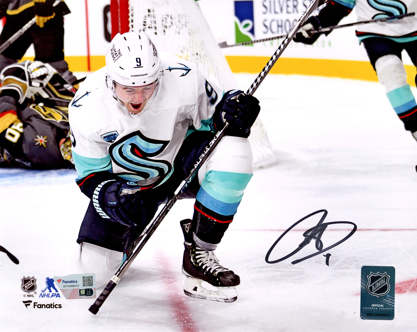 Ryan Donato Autographed 8x10 Photo Seattle Kraken First Franchise Goal Celebration Fanatics Holo #XP14008127