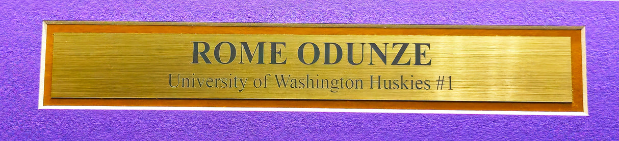 Washington Huskies Rome Odunze Autographed Framed Purple Jersey Beckett BAS Witness Stock #230203