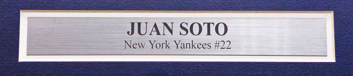 New York Yankees Juan Soto Autographed Framed White Pinstripes Nike Jersey Beckett BAS QR Stock #230201