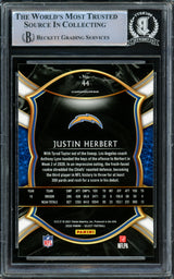 Justin Herbert Autographed 2020 Panini Select Rookie Card #44 Los Angeles Chargers "2020 NFL OROY" Beckett BAS Stock #219391