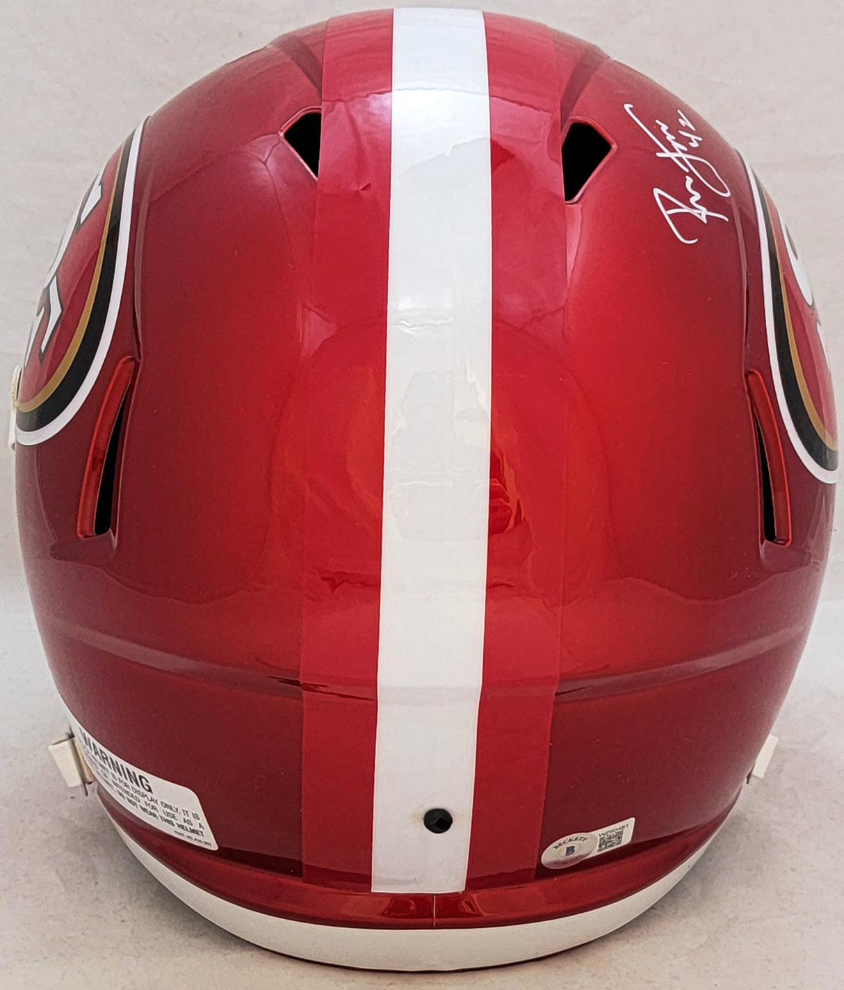 Ronnie Lott Autographed San Francisco 49ers Flash Red Full Size Replica Speed Helmet Beckett BAS Witness Stock #208225